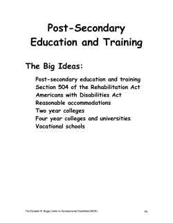 Post-Secondary Education and Training