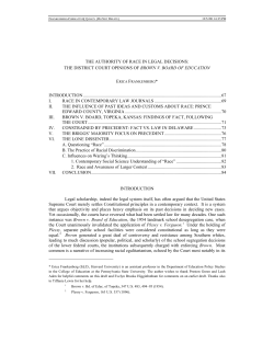 The Authority Of Race In Legal Decisions: The District