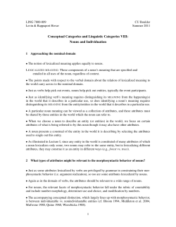 Conceptual Categories and Linguistic Categories VIII: Nouns and