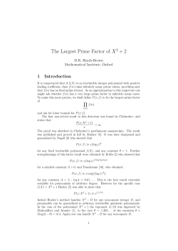 The Largest Prime Factor of X3 + 2