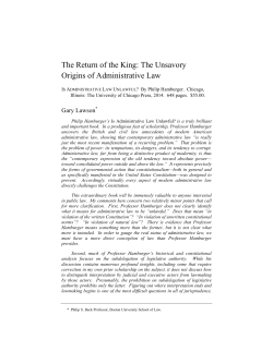 The Return of the King: The Unsavory Origins of Administrative Law