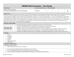 HPISD FLES Curriculum &ndash; First Grade