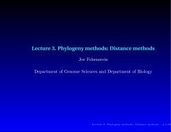 Lecture 3. Phylogeny methods: Distance methods