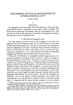 The Present Status of Propaganda in International Law