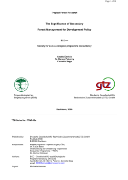 The Significance of Secondary Forest Management for Development