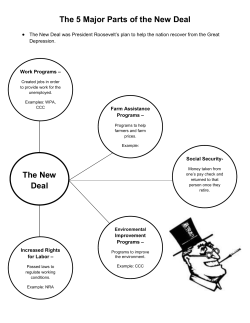 The 5 Major Parts of the New Deal The New Deal