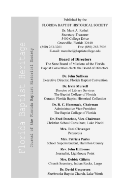 Florida Baptist Heritage - Florida Baptist Historical Society
