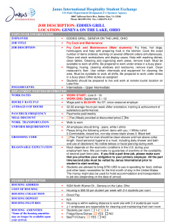 JOB DESCRIPTION: EDDIES GRILL LOCATION: GENEVA ON THE