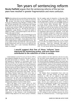 Ten years of sentencing reform - Centre for Crime and Justice Studies