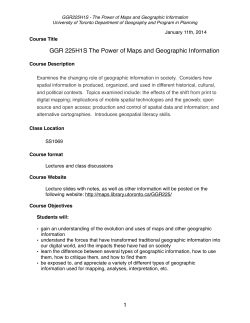 GGR225H1S - Power of Maps and Geographic Information January