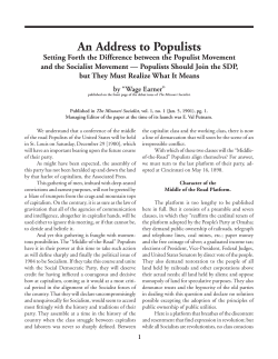 An Address to Populists