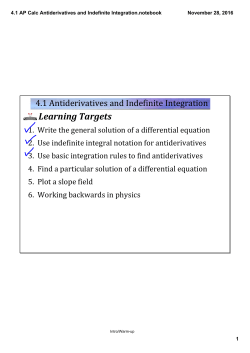 4.1 AP Calc Antiderivatives and Indefinite Integration.notebook
