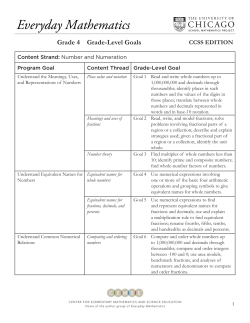 4th Grade Math Goals