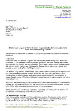 25 January 2017 Lisa Frost Office of the Sentencing Council Royal