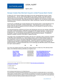 Georgia Creates New Merchant Acquirer Limited Purpose Bank