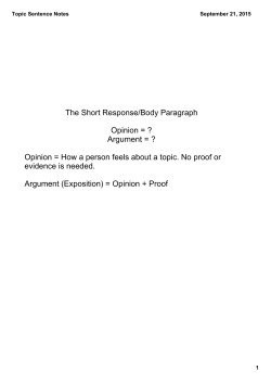 Topic Sentence Notes - Manhasset Public Schools