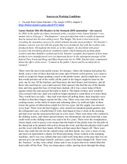 Sources on Working Conditions 1. Excerpt from Upton Sinclair`s The