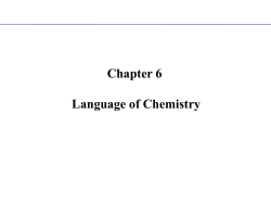 Chapter 6 Language of Chemistry