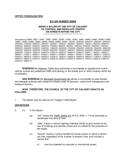 Traffic Bylaw 26M96