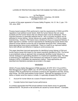 Layers of Protection Analysis for Human Factors (LOPA