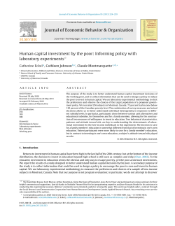 Human Capital Invest by the Poor: Informing Policy with