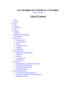 Standards of Internal Controls