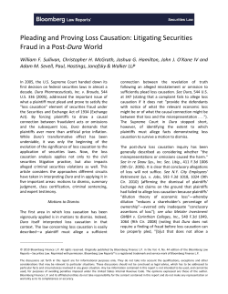Pleading and Proving Loss Causation