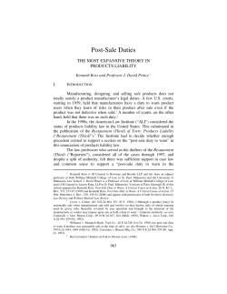 post-sale duty to warn - Product Liability Prevention