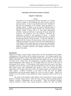 Federalism And Good Governance In Nigeria