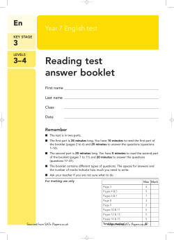 2008 YR7 SATs English Reading Answer Booklet