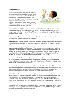 KS2 reading prompts Parents often wonder how they can help to