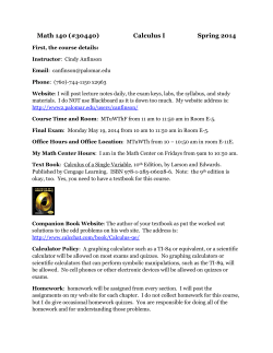 Math 140 (#30440) Calculus I Spring 2014