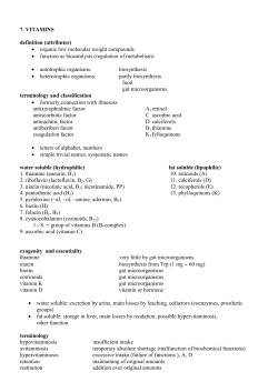 7. VITAMINS definition (attributes) &bull; organic low molecular weight