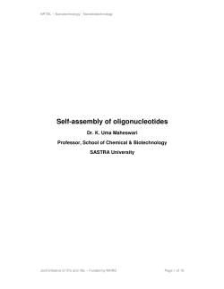 Self-assembly of oligonucleotides