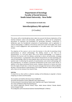 Psychoanalysis in South Asia