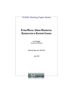Ethnic/Racial Urban Residential Segregation in Eastern Canada