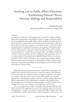 Teaching Law in Public Affairs Education: Synthesizing Political