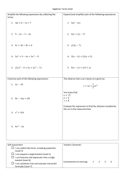 Algebraic Terms Gold Simplify the following expressions by