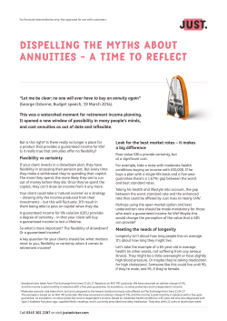 Dispelling the myths about annuities&hellip; a time to reflect