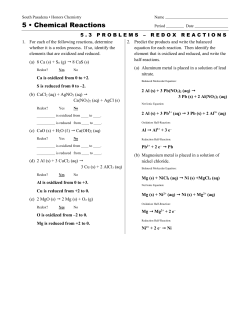 5 &bull; Chemical Reactions