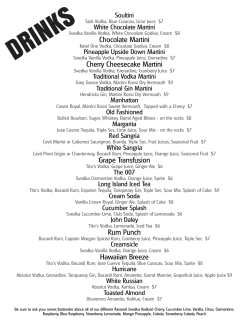 drink menu - Valleybrook Country Club
