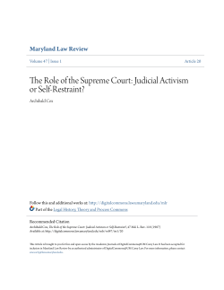 The Role of the Supreme Court: Judicial Activism or Self