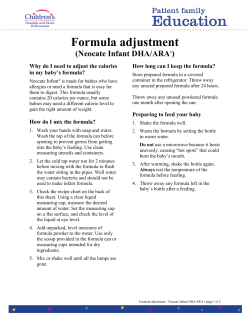 Formula adjustment (NeoCate)
