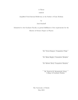 A Thesis entitled Amplified Total Internal Reflection at the Surface of