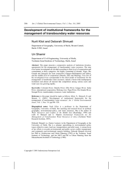 Development of institutional frameworks for the