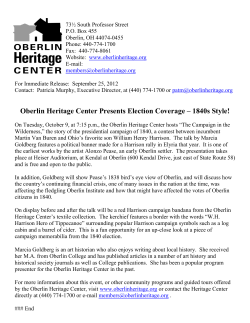 Oberlin Heritage Center Presents Election Coverage &ndash; 1840s Style!