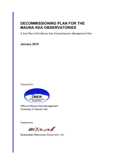 Decommissioning Plan - Office of Maunakea Management