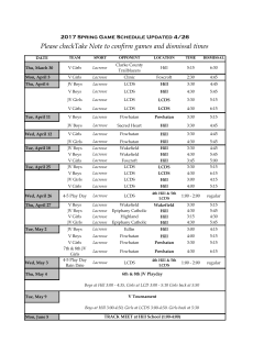 Please checkTake Note to confirm games and dismissal times