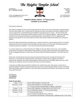 to read Parental Bulletin - The Knights Templar School