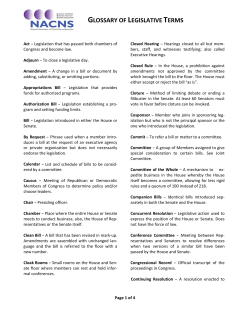 glossary of legislative terms